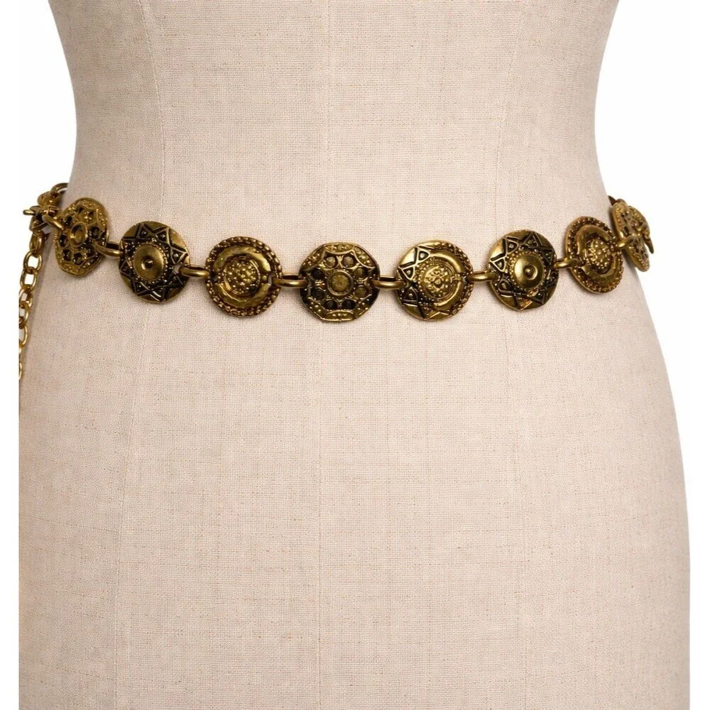 New York Studio Vintage Gold Tone Concho Belt 1.5